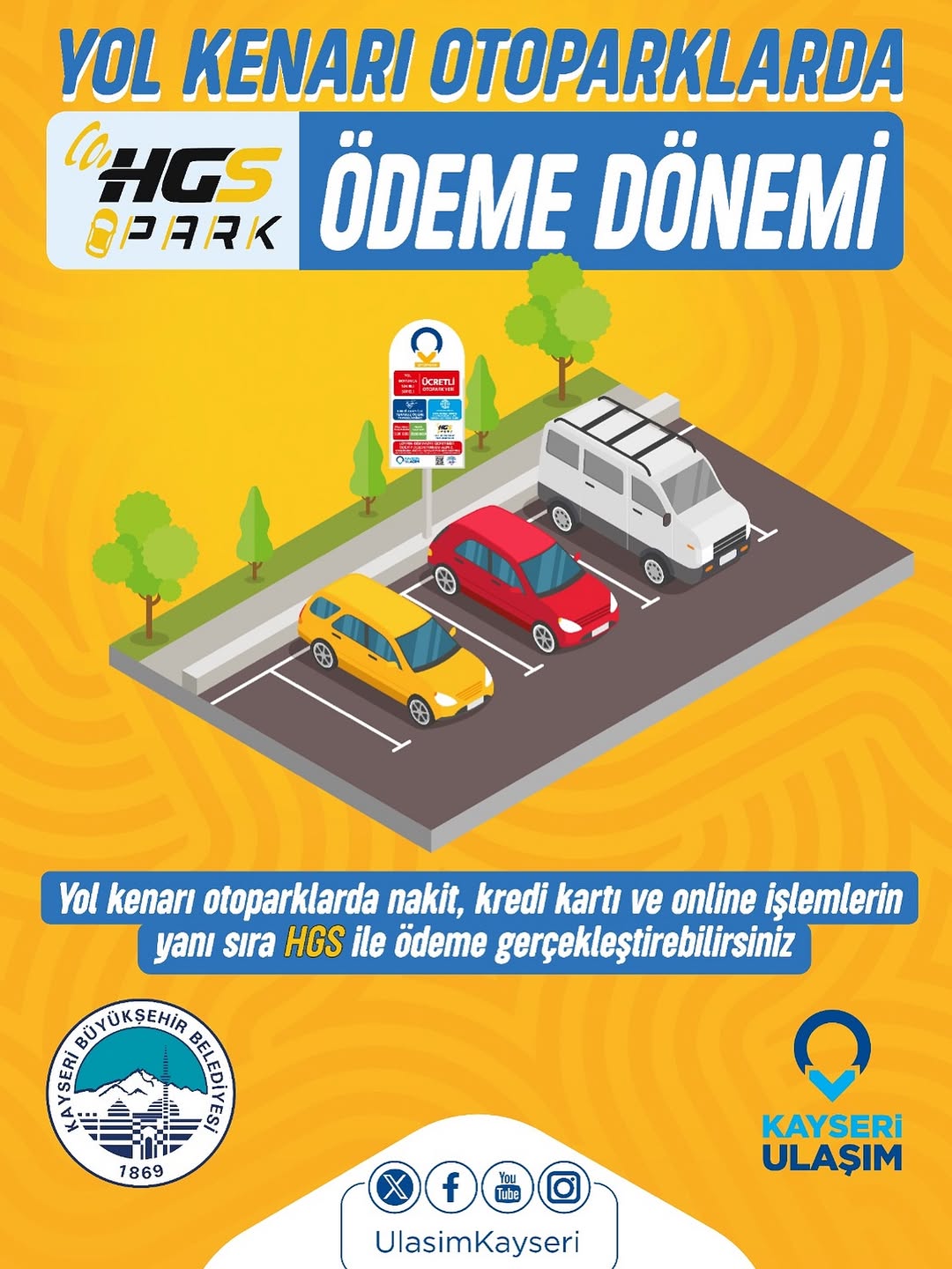 Kayseri'de Yol Kenarı Otoparklarında HGS ile Ödeme Dönemi Başladı