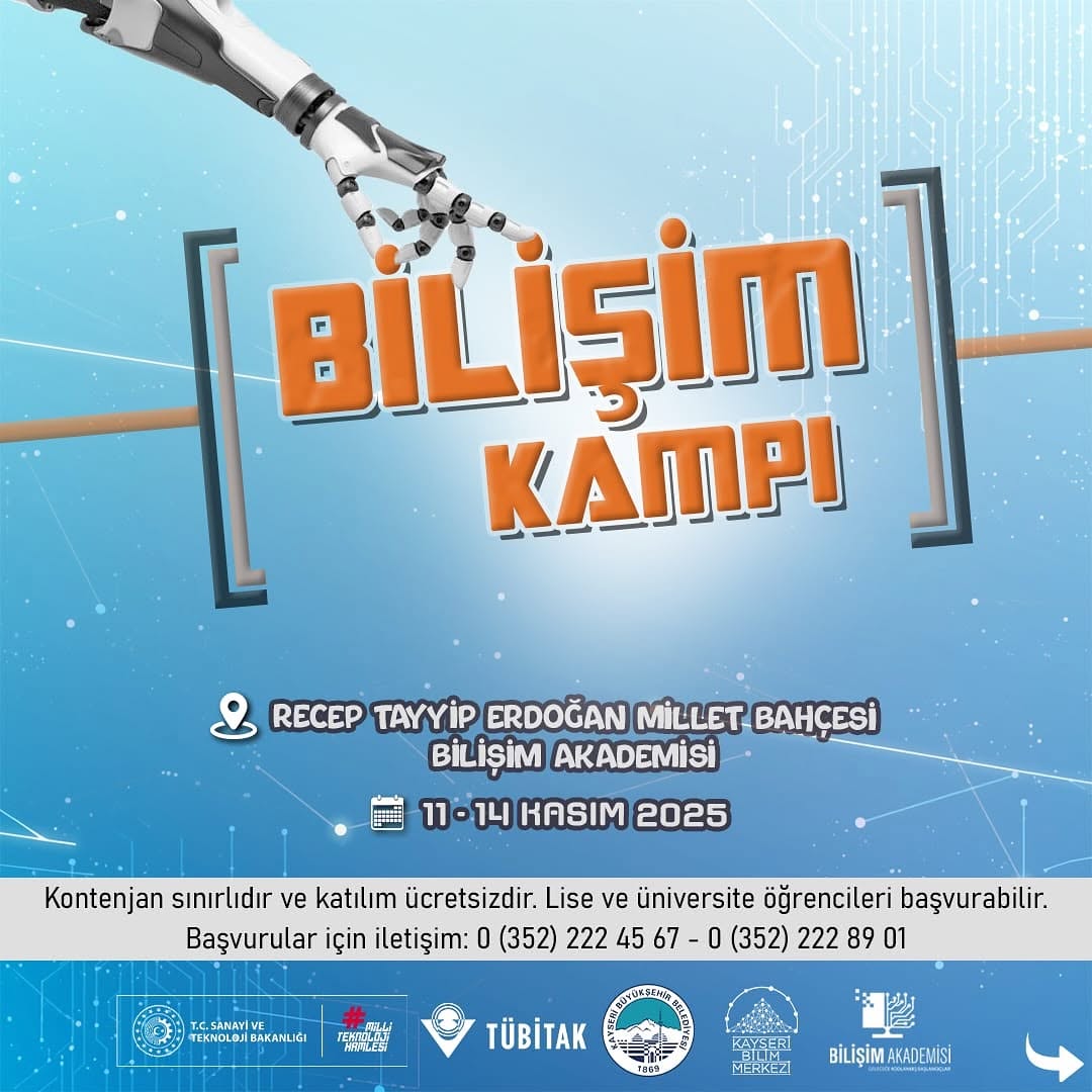 Kayseri'de Lise ve Üniversite Öğrencilerine Özel Bilişim Kampı