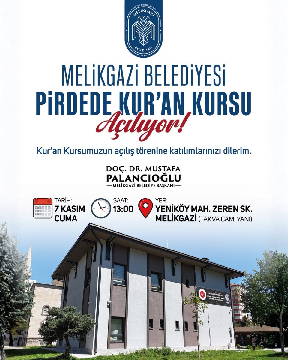 Melikgazi'de Yeni Kur'an Kursu Eğitime Başlıyor