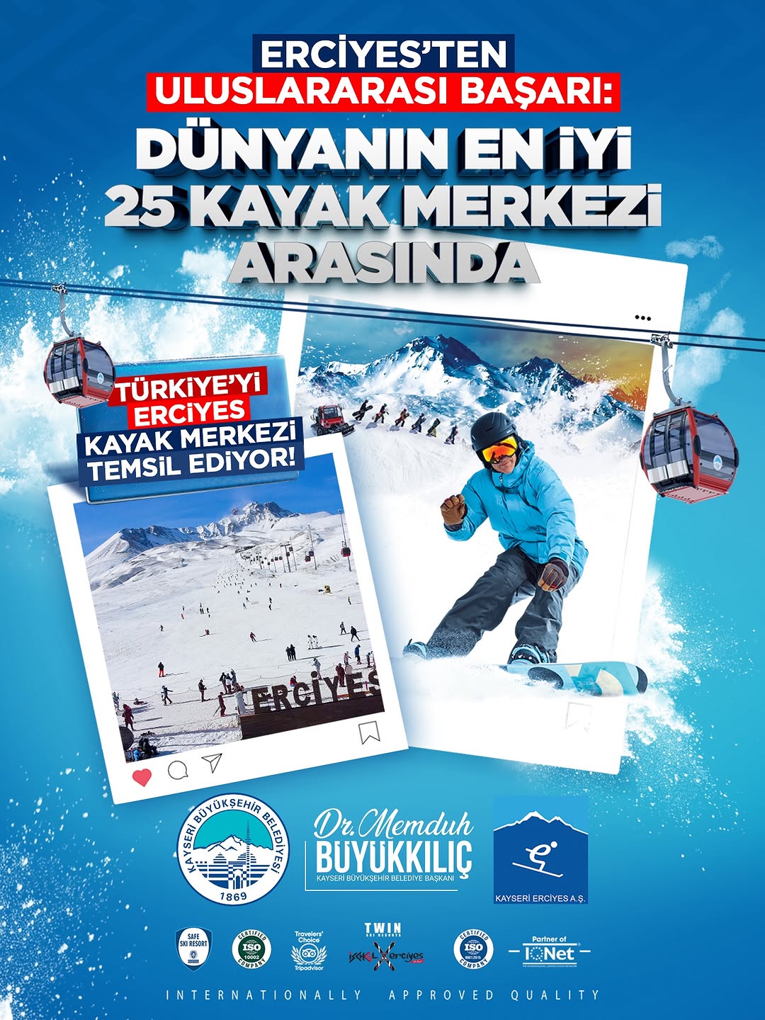 Kayseri'nin Gururu Erciyes, Dünyanın En İyi 25 Kayak Merkezi Arasında Gösterildi