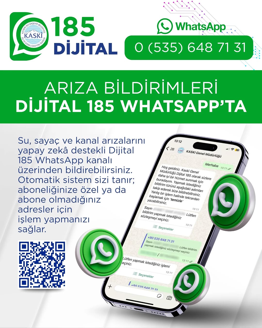Kayseri'de Su ve Kanalizasyon Arızaları Artık WhatsApp Üzerinden Çözülüyor