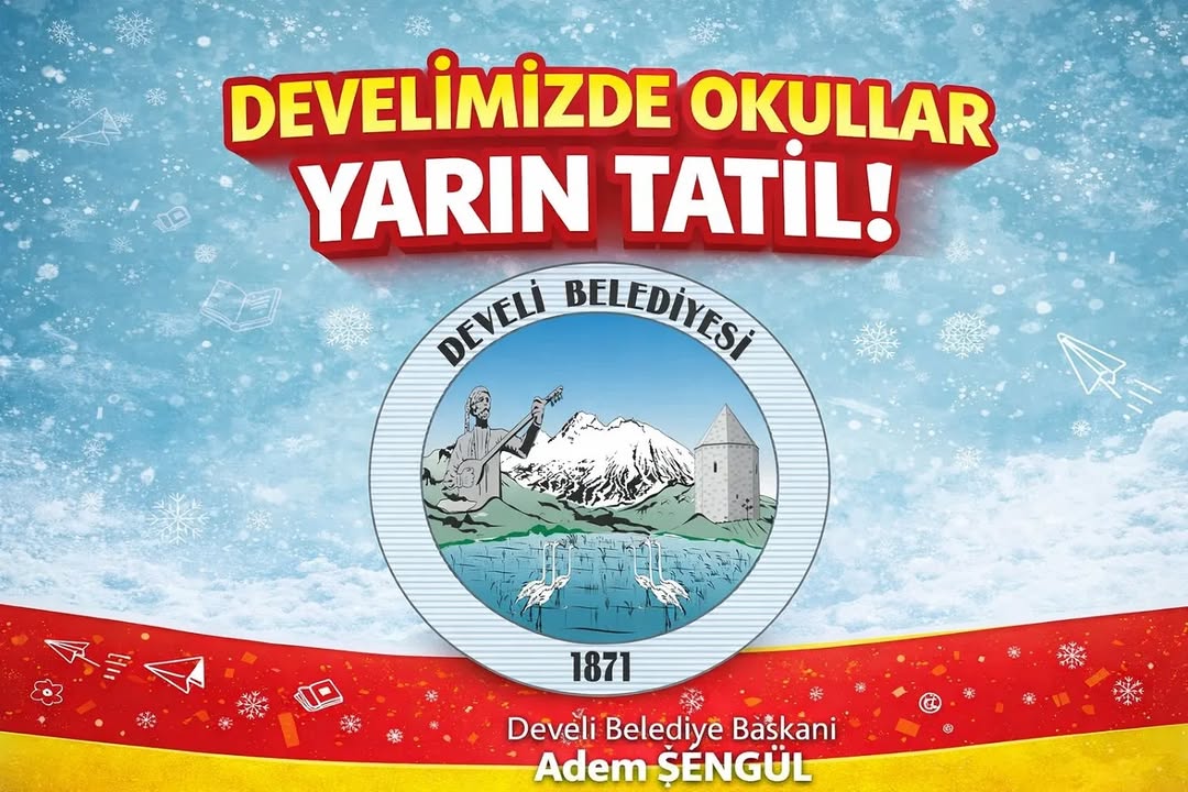 Develi'de Yoğun Kar Yağışı Nedeniyle Okullar 1 Gün Tatil Edildi
