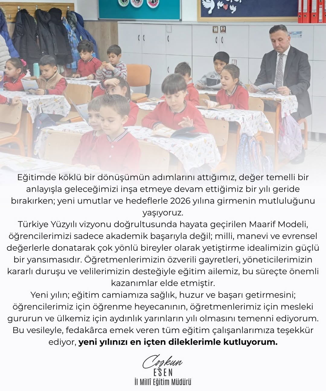 Kayseri İl Milli Eğitim Müdürü Coşkun Esen'den Yeni Yıl Mesajı