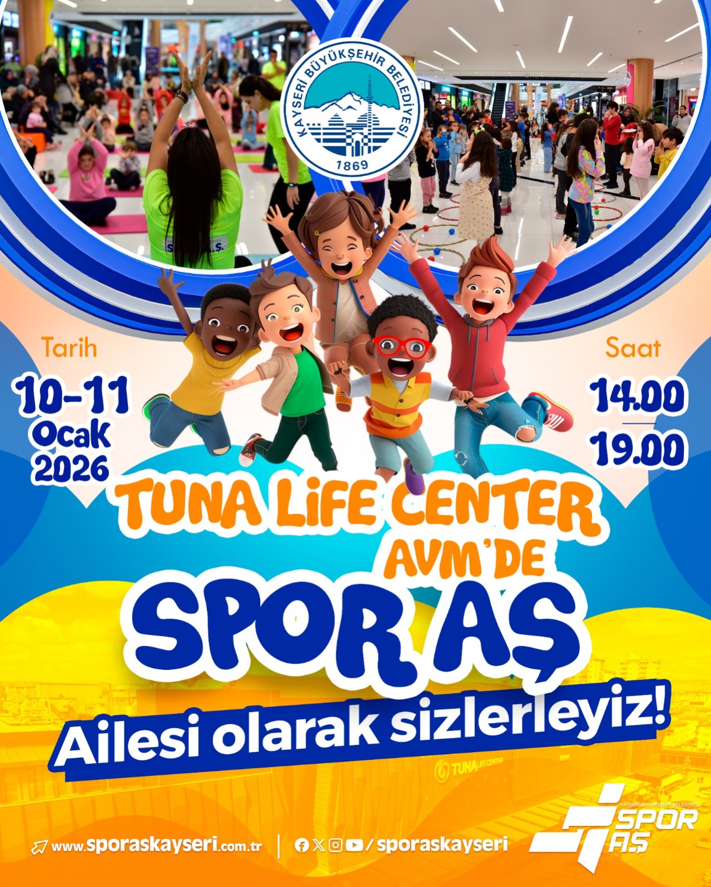 Kayseri'de Ücretsiz AVM Spor Etkinlikleri Başlıyor