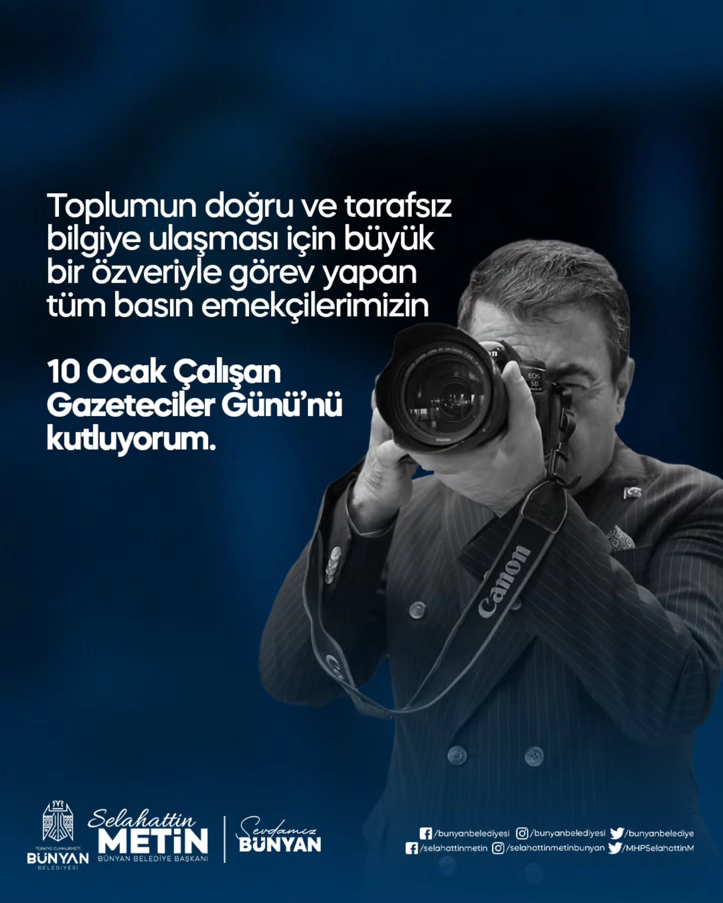 Bünyan Belediyesi'nden Çalışan Gazeteciler Günü Mesajı