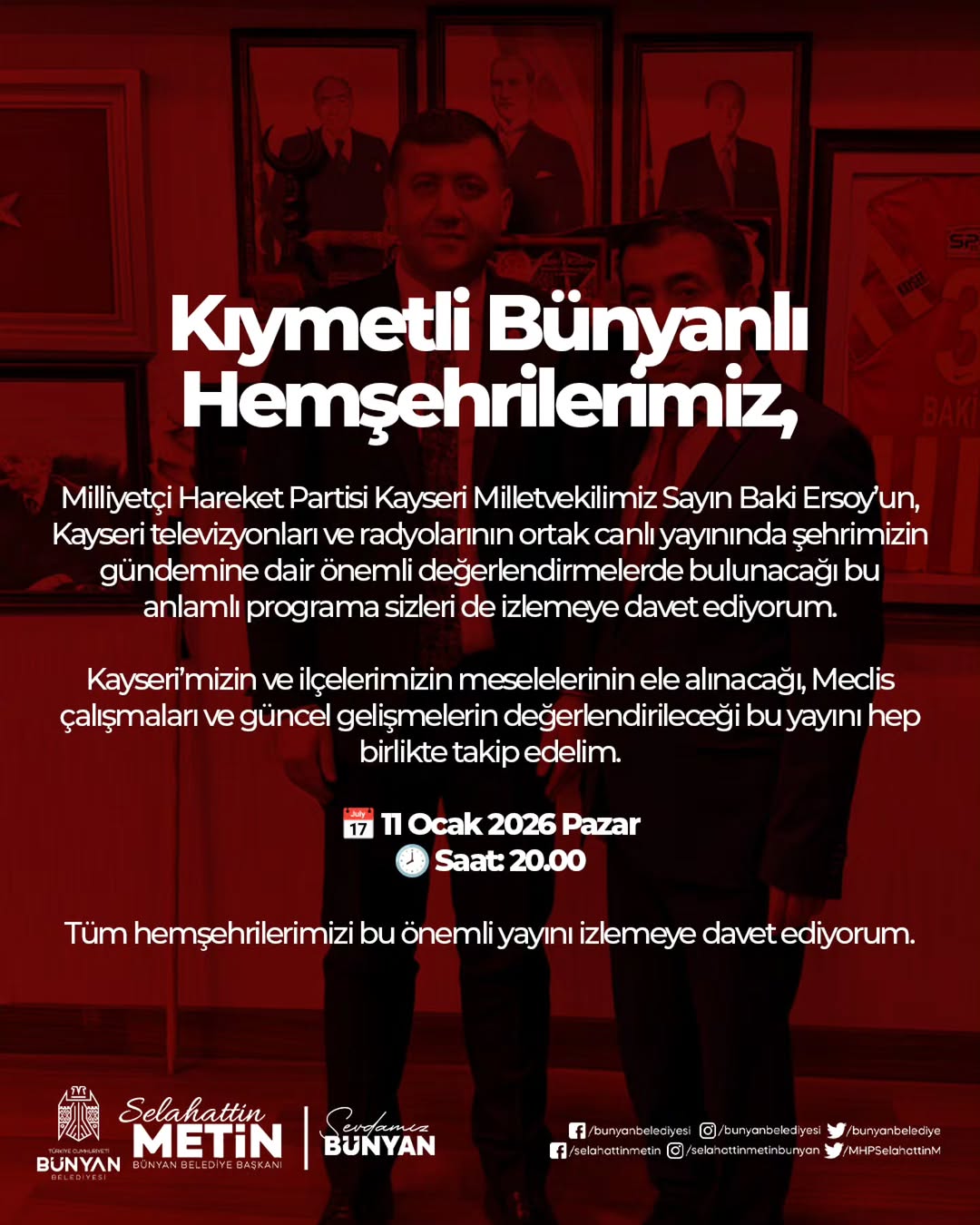 Bünyan'da Milletvekili Baki Ersoy'un Canlı Yayın Açıklaması