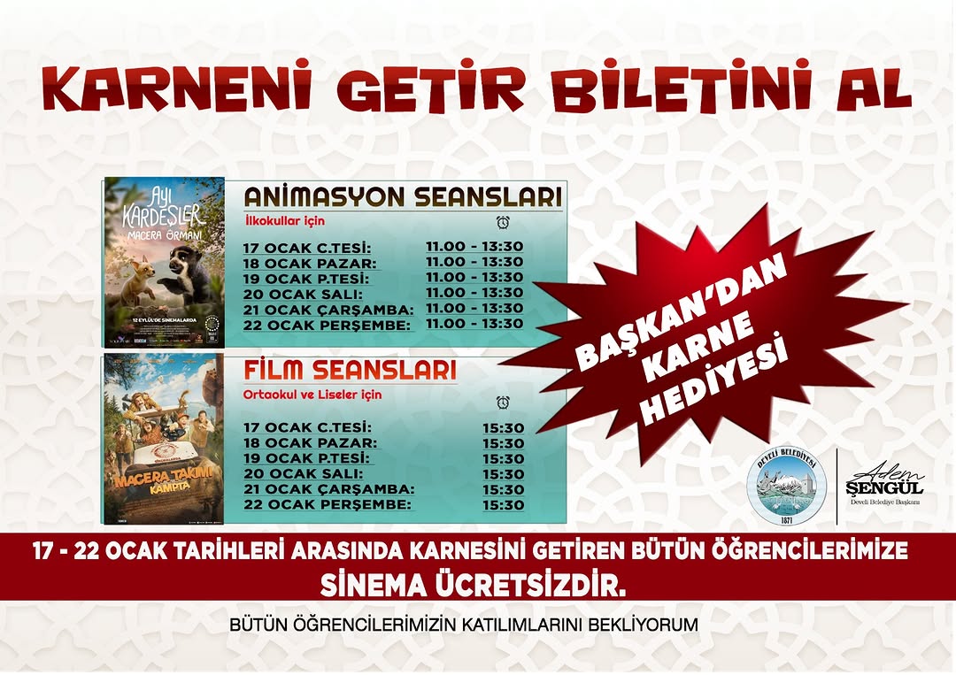 Develi'de Öğrenciler Karne Sevinci Sinemayla Taçlanıyor