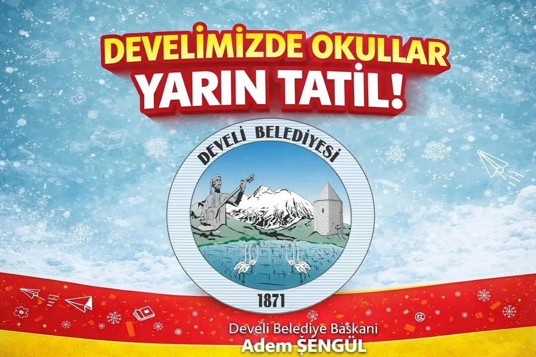 Develi'de Yoğun Kar Yağışı Nedeniyle Okullar Tatil Edildi