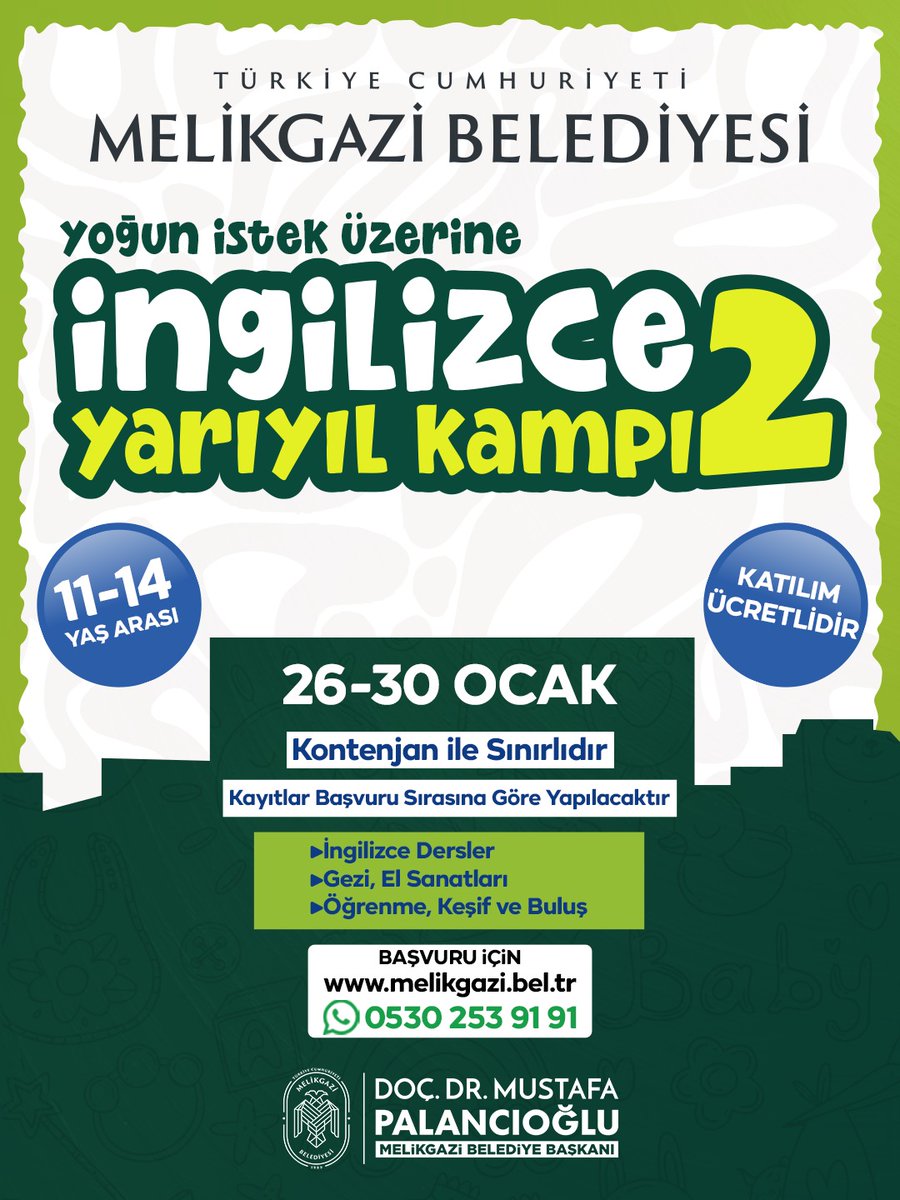 Kayseri'de İngilizce Yarıyıl Kampı için Kayıtlar Başladı