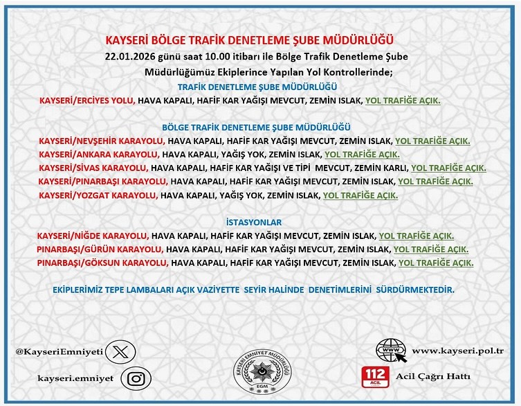 Kayseri'de 22 Ocak 2026 Sabahı Yol ve Hava Durumu Değerlendirmesi