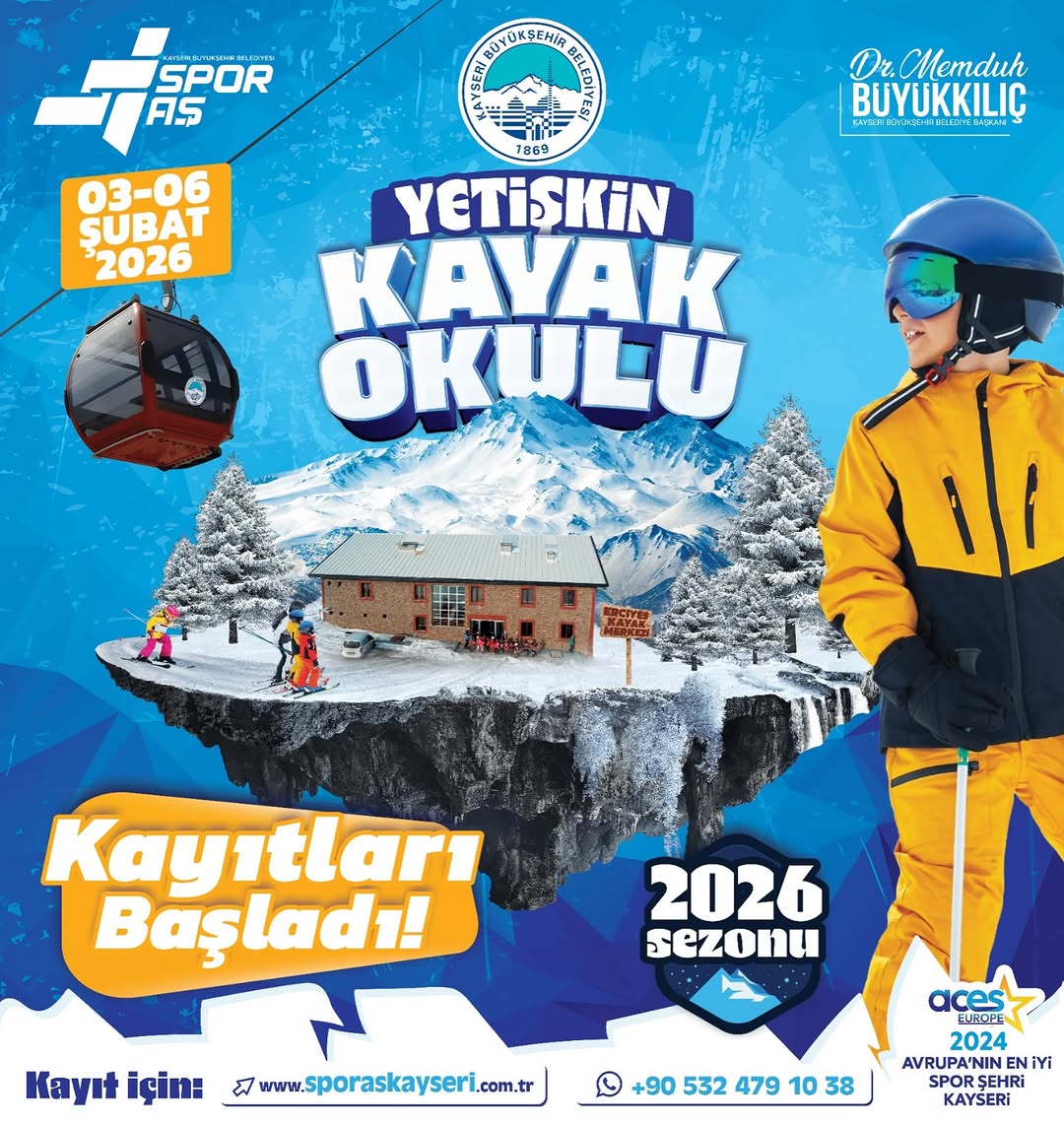 Kayseri'de Yetişkinler İçin Kayak Okulu Kayıtları Başladı