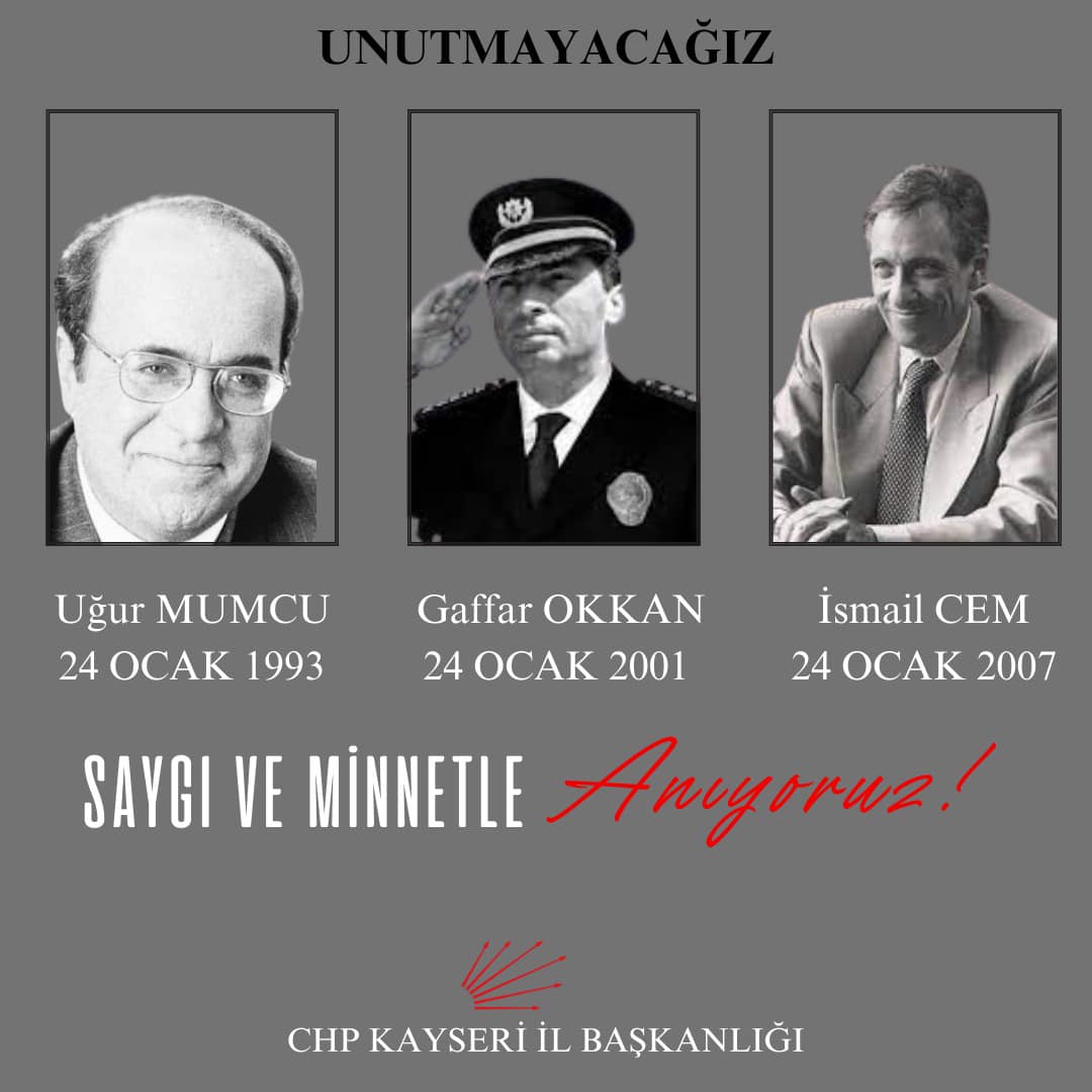 CHP Kayseri İl Başkanlığı, Siyasetin ve Kamu Yönetiminin Dürüstlük Sembolleri İçin Anma Töreni Düzenledi