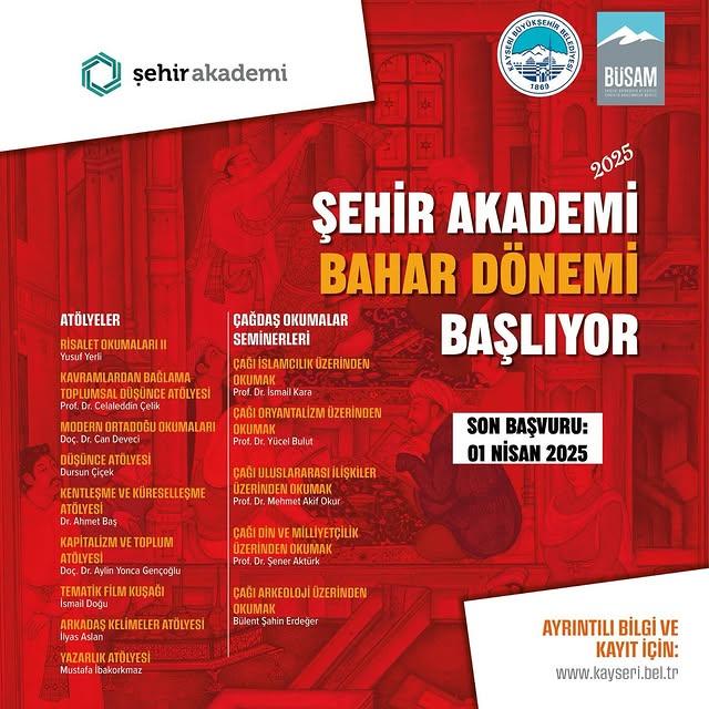 Kayseri Büyükşehir Belediyesi BÜSAM Şehir Akademi 2025 Bahar Dönemi Kayıtları Başladı
