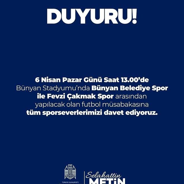 Bünyan'da Futbol Coşkusu: Bünyan Belediyespor - Fevzi Çakmakspor Maçı