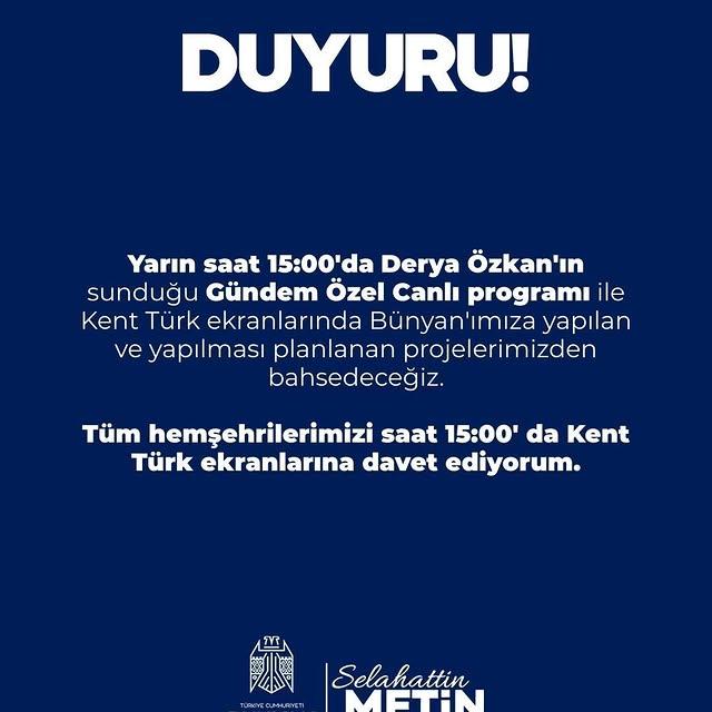 Bünyan Belediyesi Projeleri Kent Türk Ekranlarında Anlatılacak
