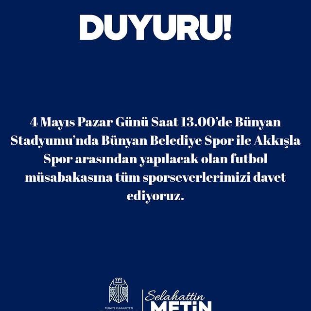 Bünyan Belediye Spor ve Akkışla Spor Arasında Futbol Müsabakası