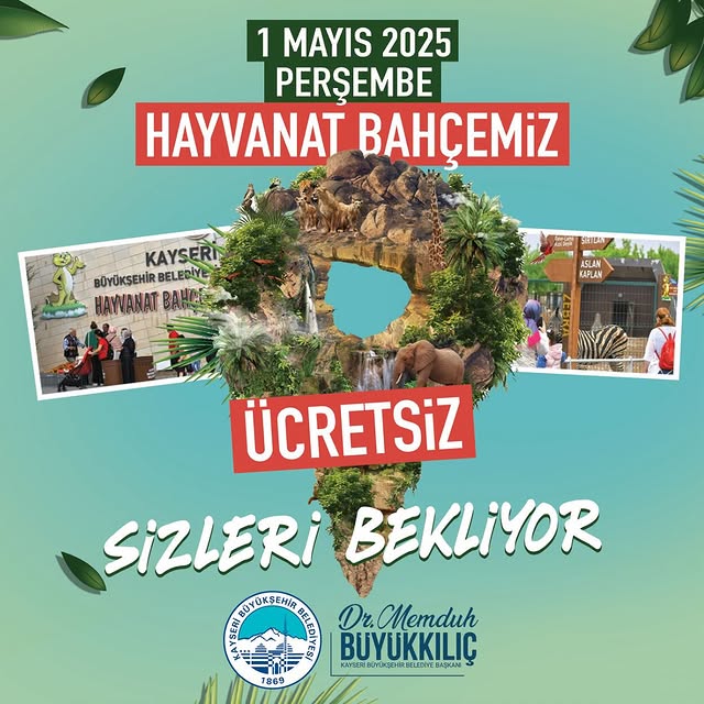 Kayseri Hayvanat Bahçesi Yarın Ailelere Ücretsiz Kapılarını Açıyor
