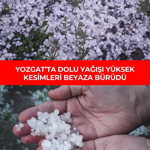 Yozgat'ta Şiddetli Dolu Yağışı, Tarım Arazilerini Beyaza Bürdü