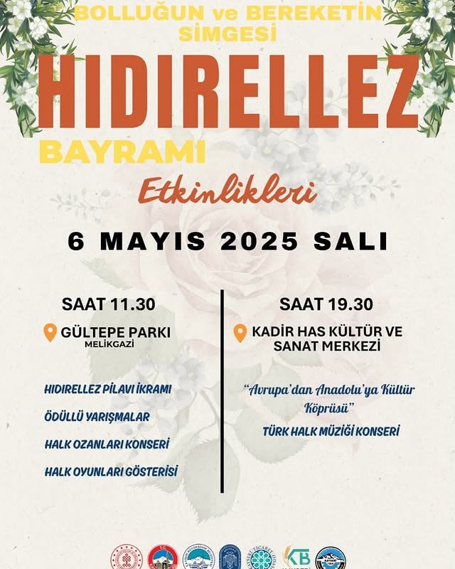 Kayseri'de Hıdırellez Bayramı Coşkuyla Kutlanacak