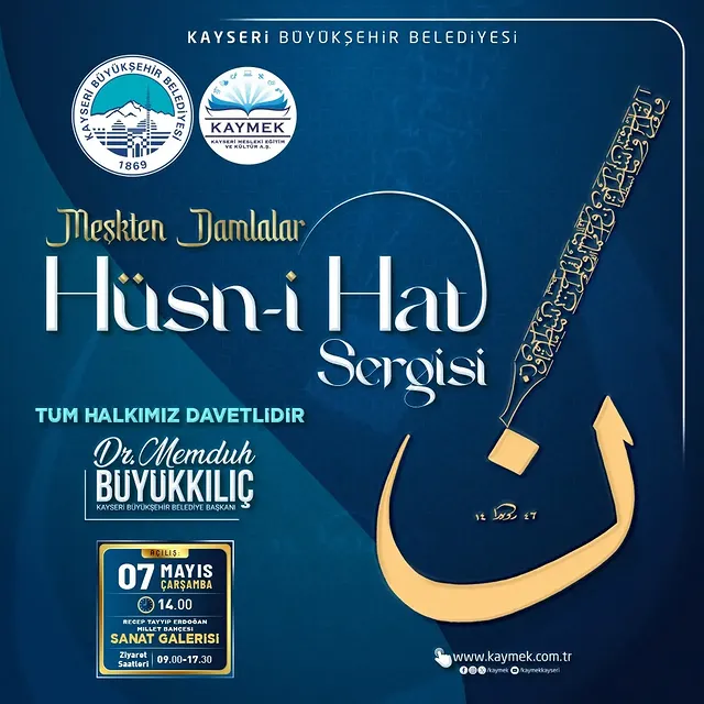 Kayseri'de Geleneksel Sanata Yolculuk: Meşkten Damlalar Hüsn-i Hat Sergisi Açılıyor