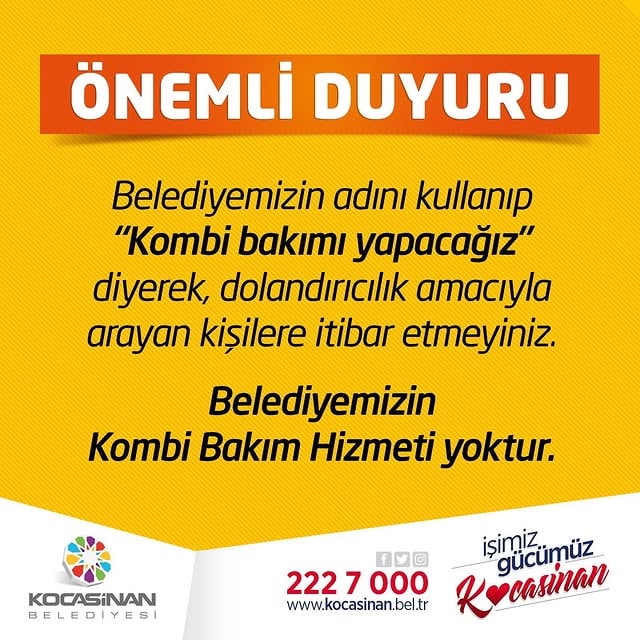 Kocasinan Belediyesi'nden Kombi Bakımı Dolandırıcılığına Karşı Uyarı