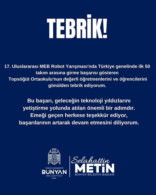 Topsöğüt Ortaokulu, Uluslararası Robot Yarışmasında Türkiye'yi Temsil Etti