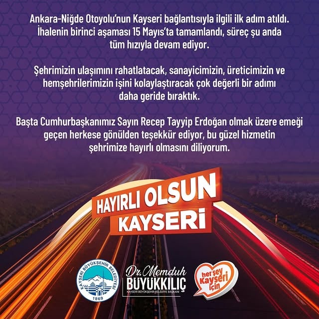 Ankara-Niğde Otoyolu'nun Kayseri Bağlantısı İçin İlk Adım Atıldı