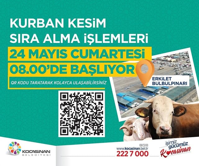 Kocasinan Belediyesi Kurban Kesim Sıra Alma İşlemleri Başlıyor
