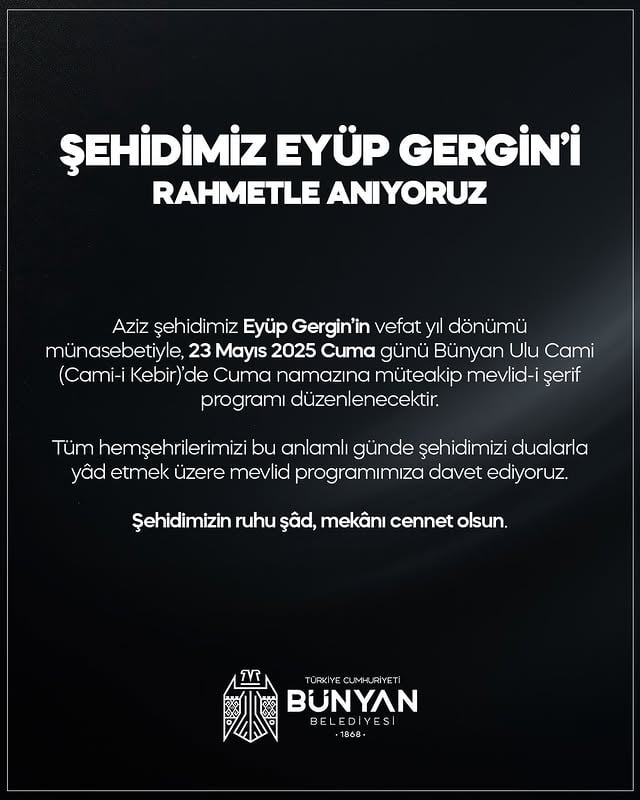 Bünyan'da Şehit Eyüp Gergin Anma Programı Düzenleniyor