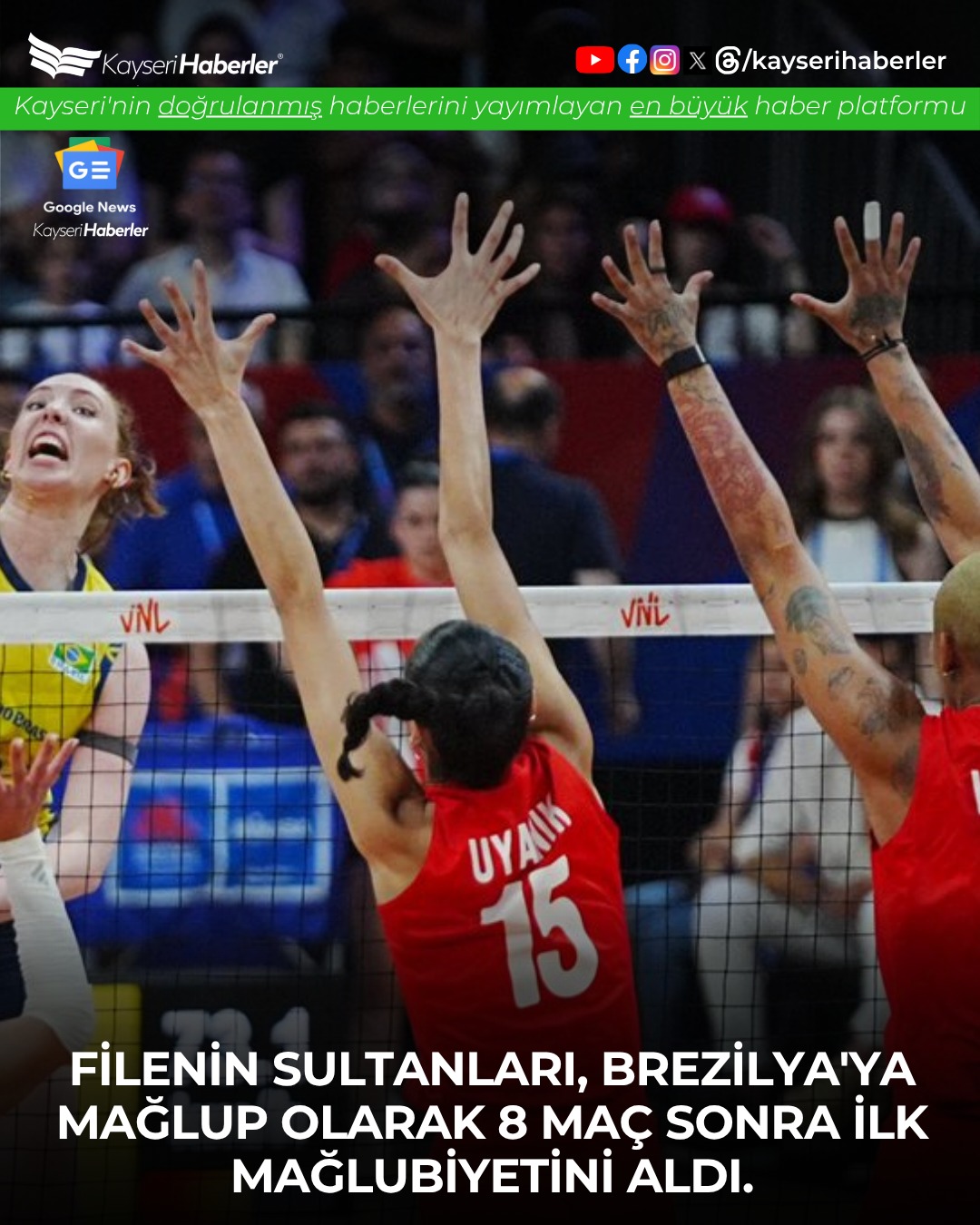 Filenin Sultanları 8 Maç Sonra Brezilya'ya Mağlup Oldu