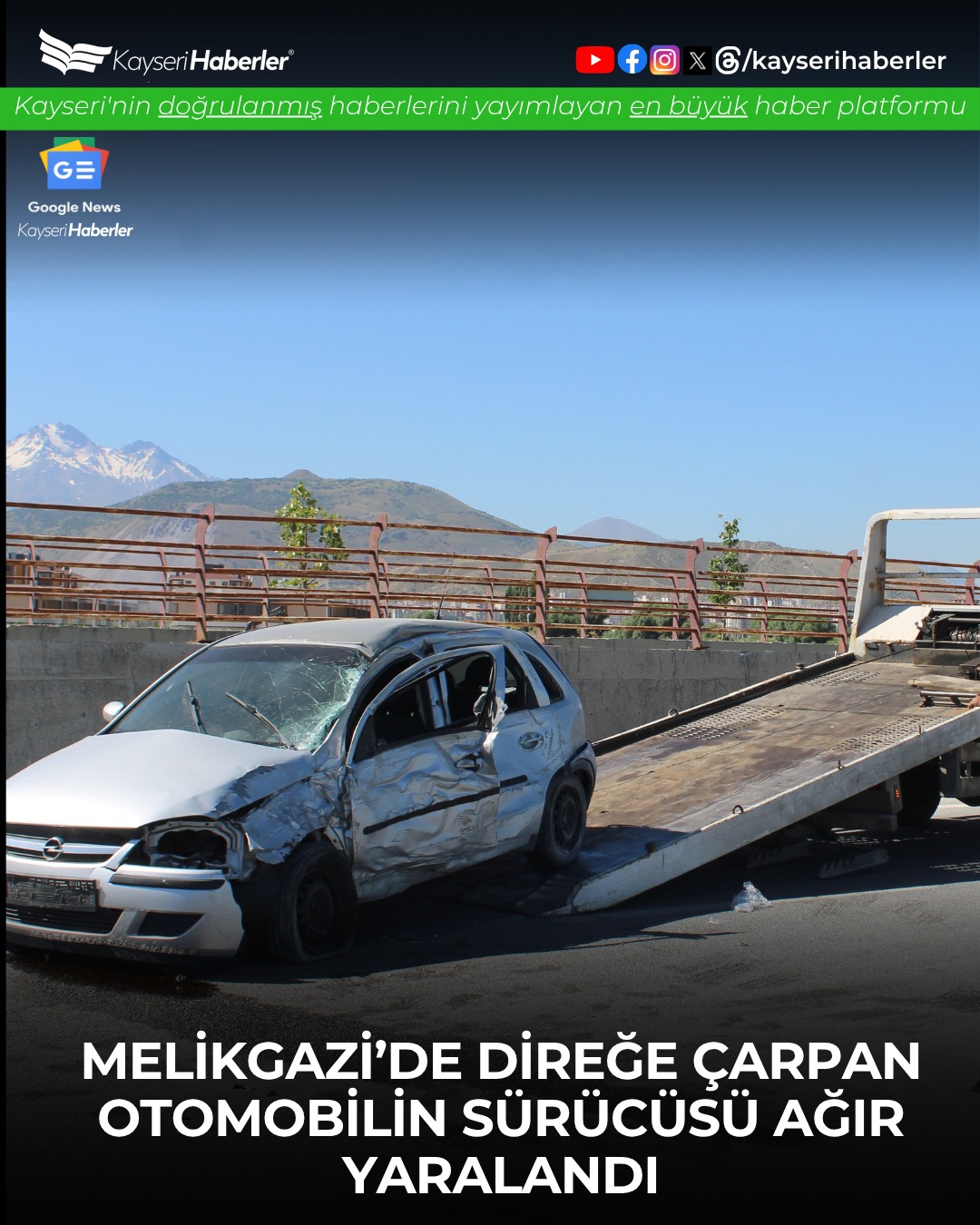 Kayseri'de Feci Kaza: Sürücü Ağır Yaralandı