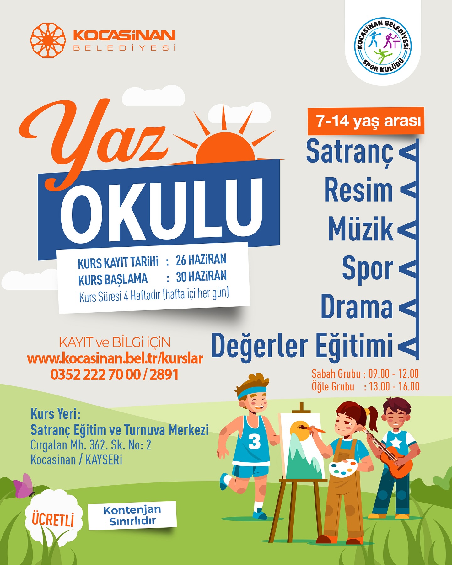 Kocasinan Belediyesi Yaz Okulu Kayıtları Başladı