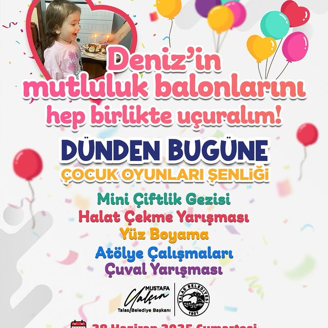 Talas Belediyesi'nden Kanseri Yenen Deniz Akçakoyunlu İçin Mutluluk Balonları Etkinliği
