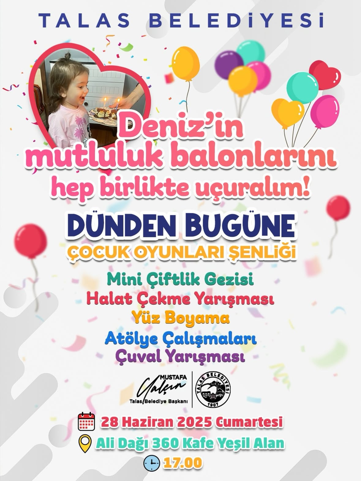 Talas Belediyesi'nden Kanseri Yenen Deniz Akc akoyunlu İçin Mutluluk Balonları Etkinliği
