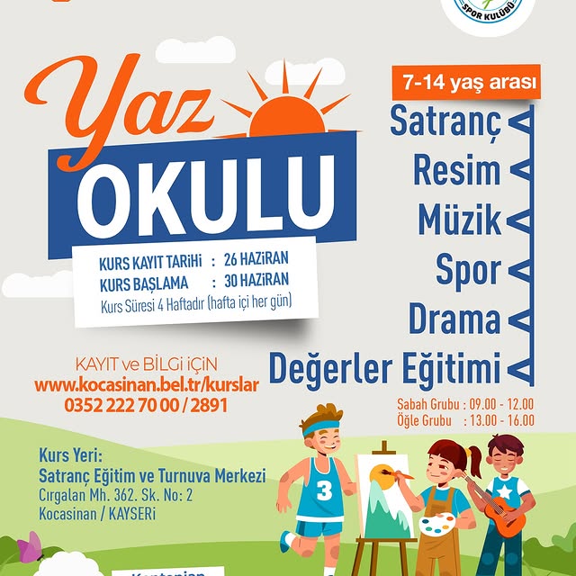 Kocasinan Belediyesi Yaz Okulu Kayıtları Başladı