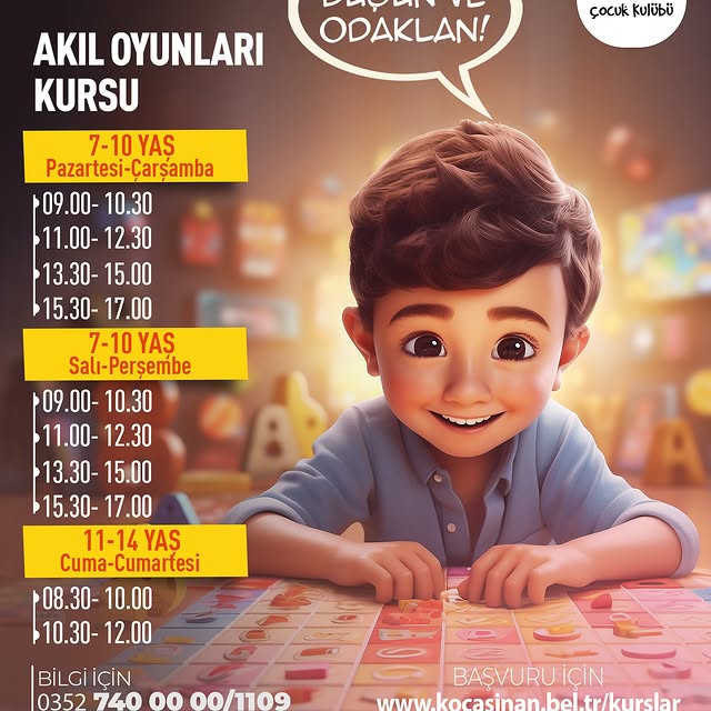 Kocasinan Belediyesi'nden Çocuklara Akıl Oyunları Kursu