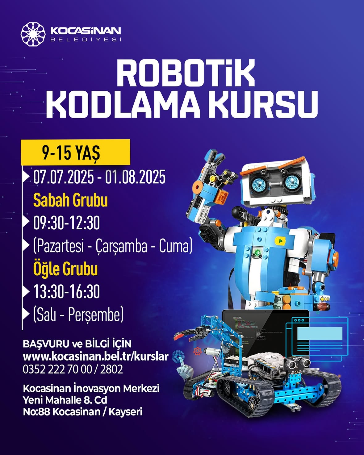 Kocasinan Belediyesi'nden Ücretsiz Robotik Kodlama Kursu
