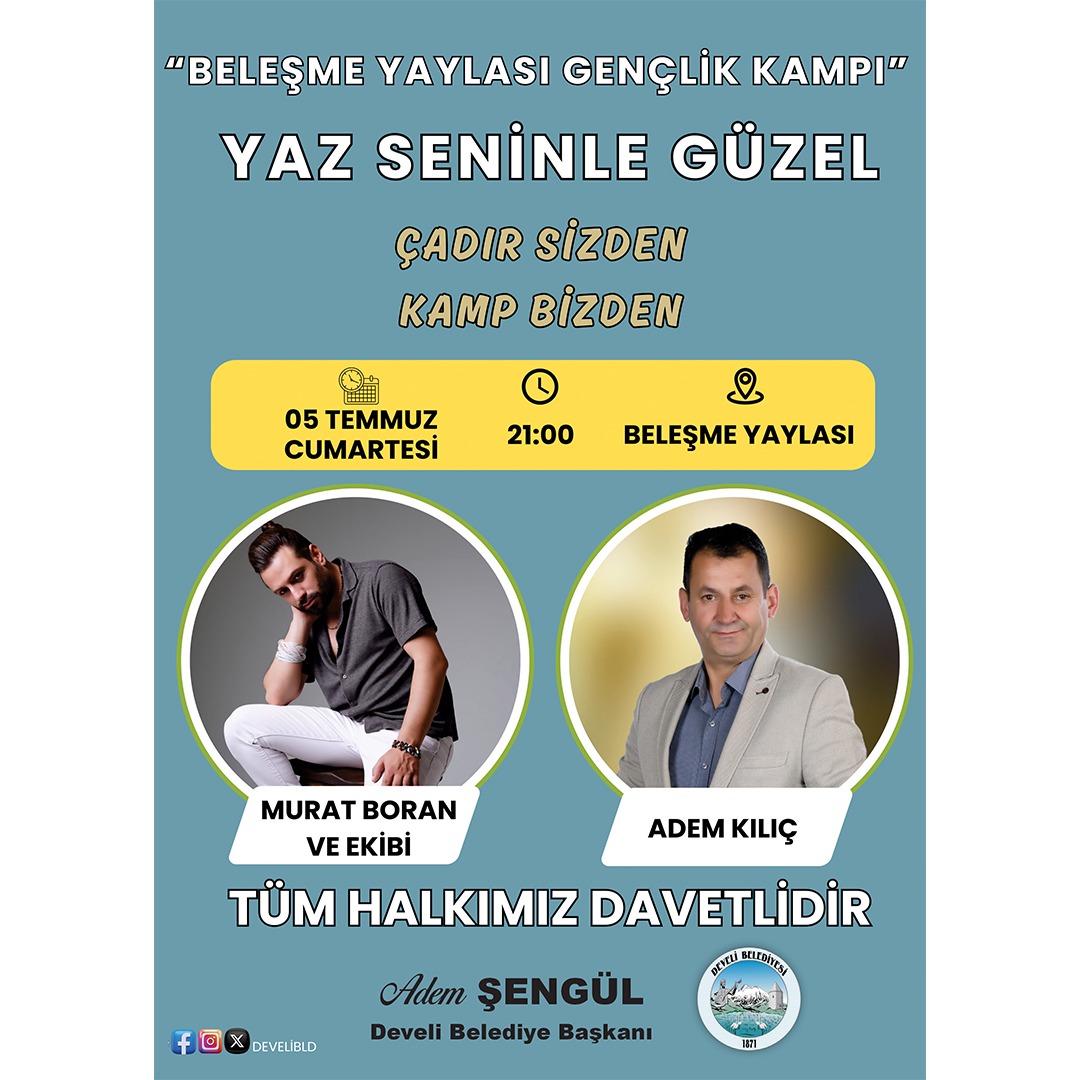 Develi Belediyesi'nden Gençlere Beleşme Yaylası Daveti