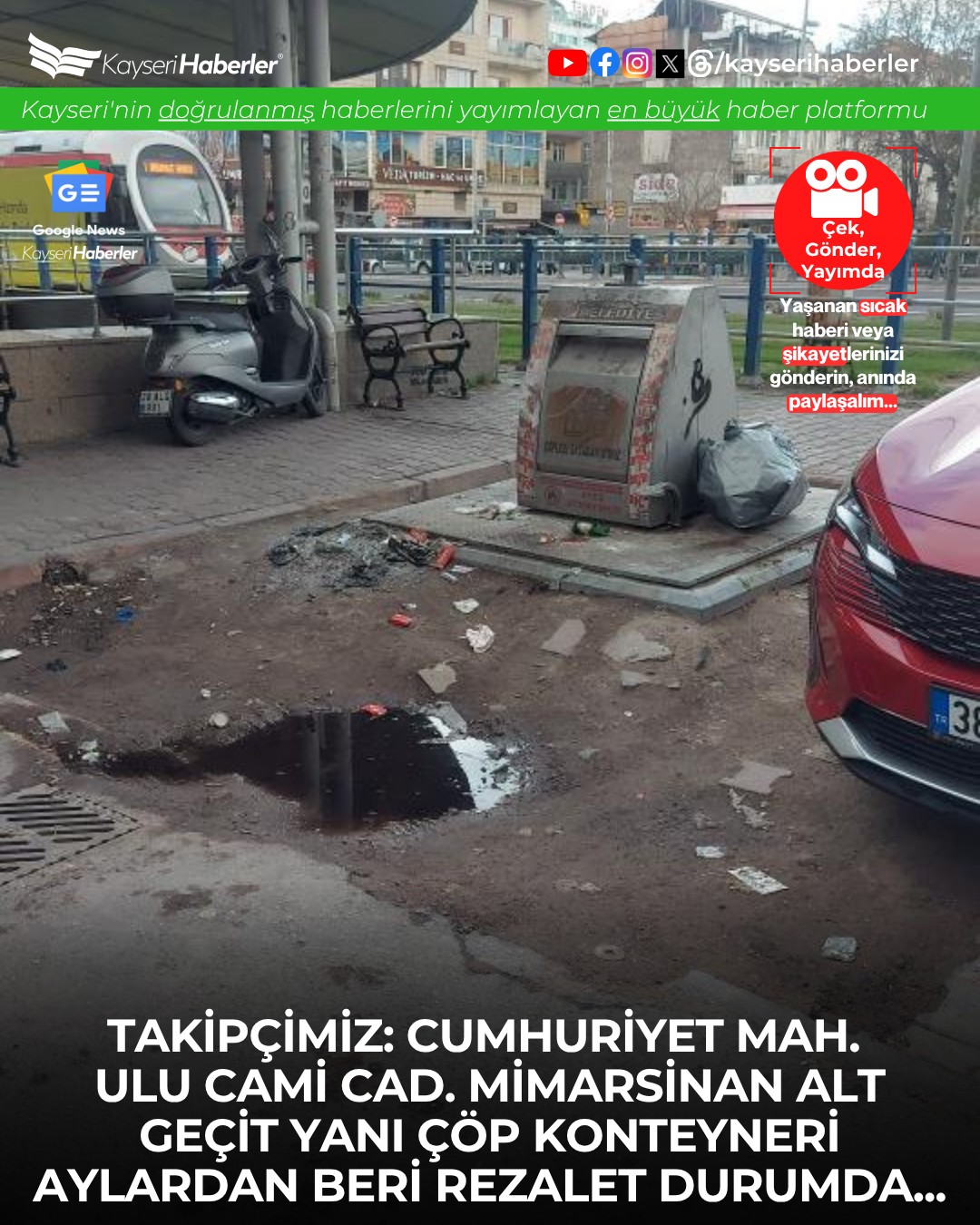 Kayseri'de Çöp Konteynerleri Seferberliği Bekliyor: Cumhuriyet Mahallesi Sakinleri Çözüm İstiyor