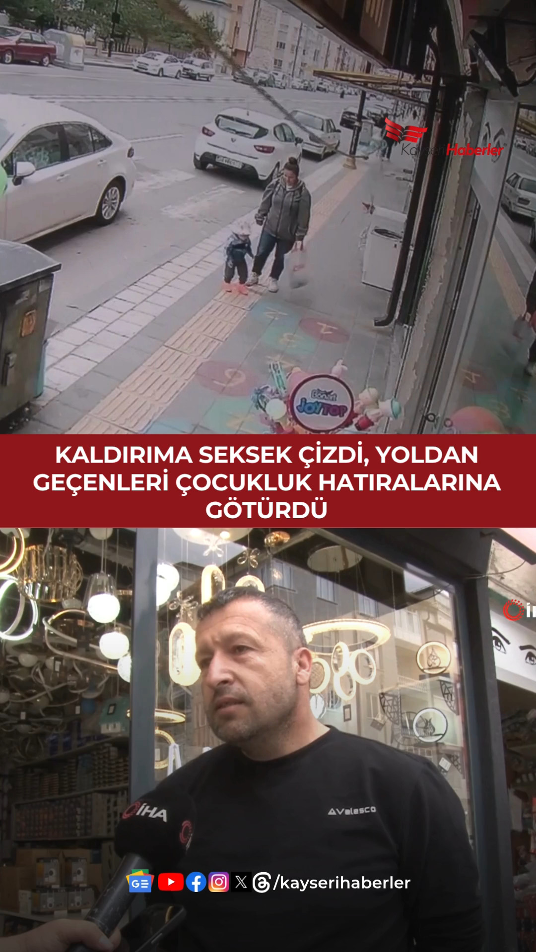 Kayseri'de Esnaf Kaldırıma Seksek Çizerek Nostalji Rüzgarı Estirdi