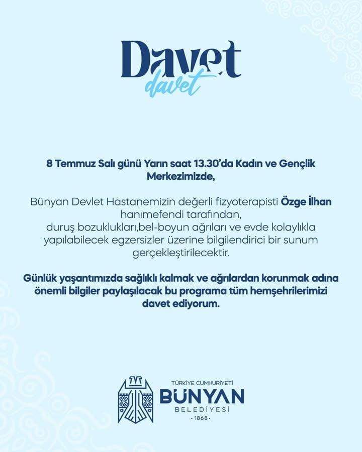 Bünyan Belediyesi'nden Duruş Bozuklukları ve Bel Boyun Ağrıları Semineri