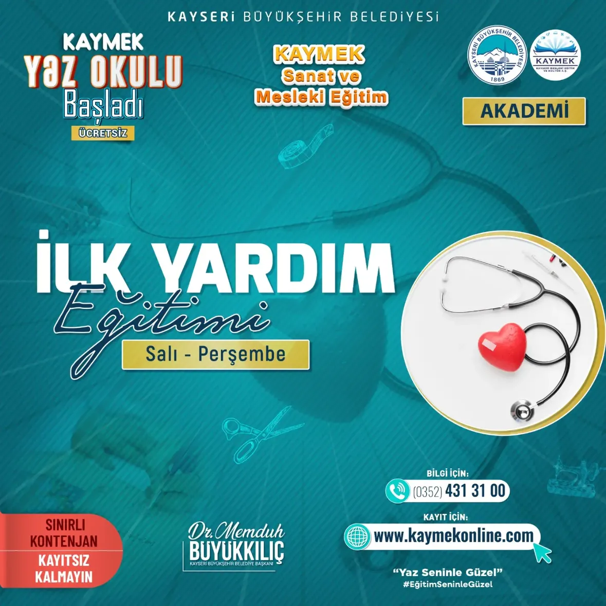 Kayseri Büyükşehir Belediyesi KAYMEK Akademi Kurs Kayıtları Başladı