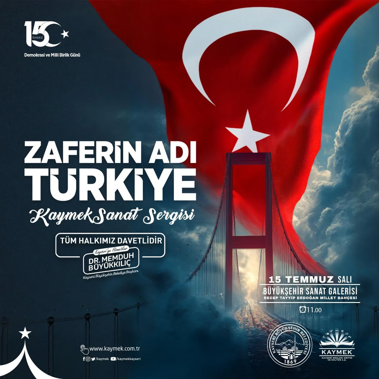 Kayseri'de 15 Temmuz Demokrasi ve Millî Birlik Günü Sanat Sergisi Düzenleniyor