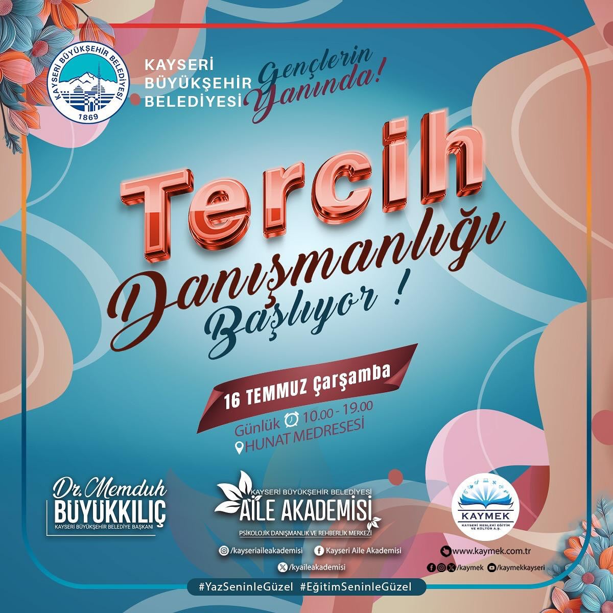 Kayseri Büyükşehir Belediyesi'nden LGS Tercih Dönemi'nde Ücretsiz Psikolojik Danışmanlık Desteği