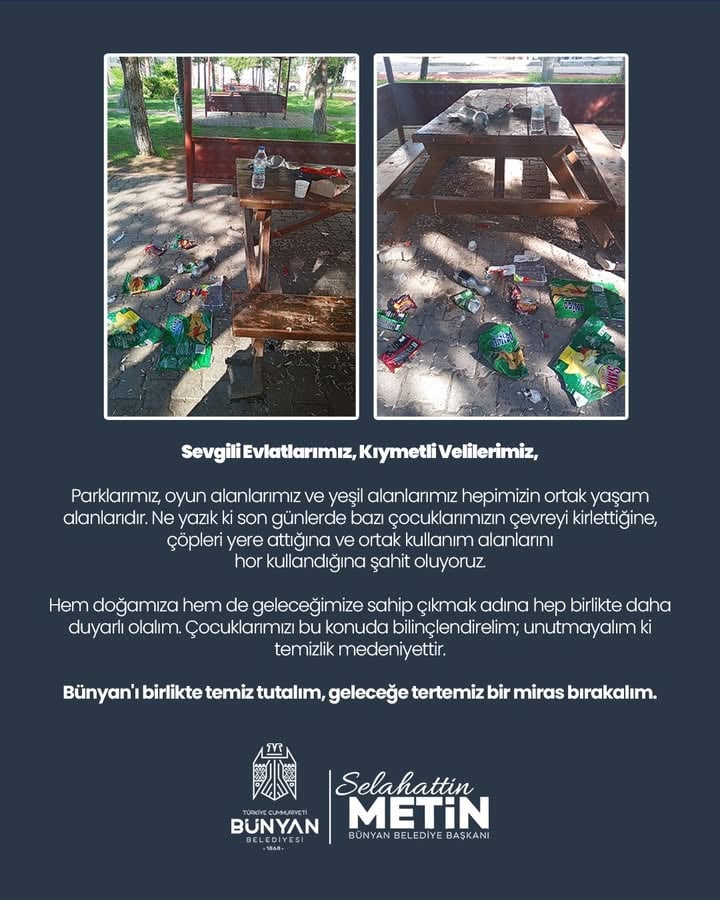Bünyan Belediyesi Parklarda Temizlik Çağrısı Yaptı