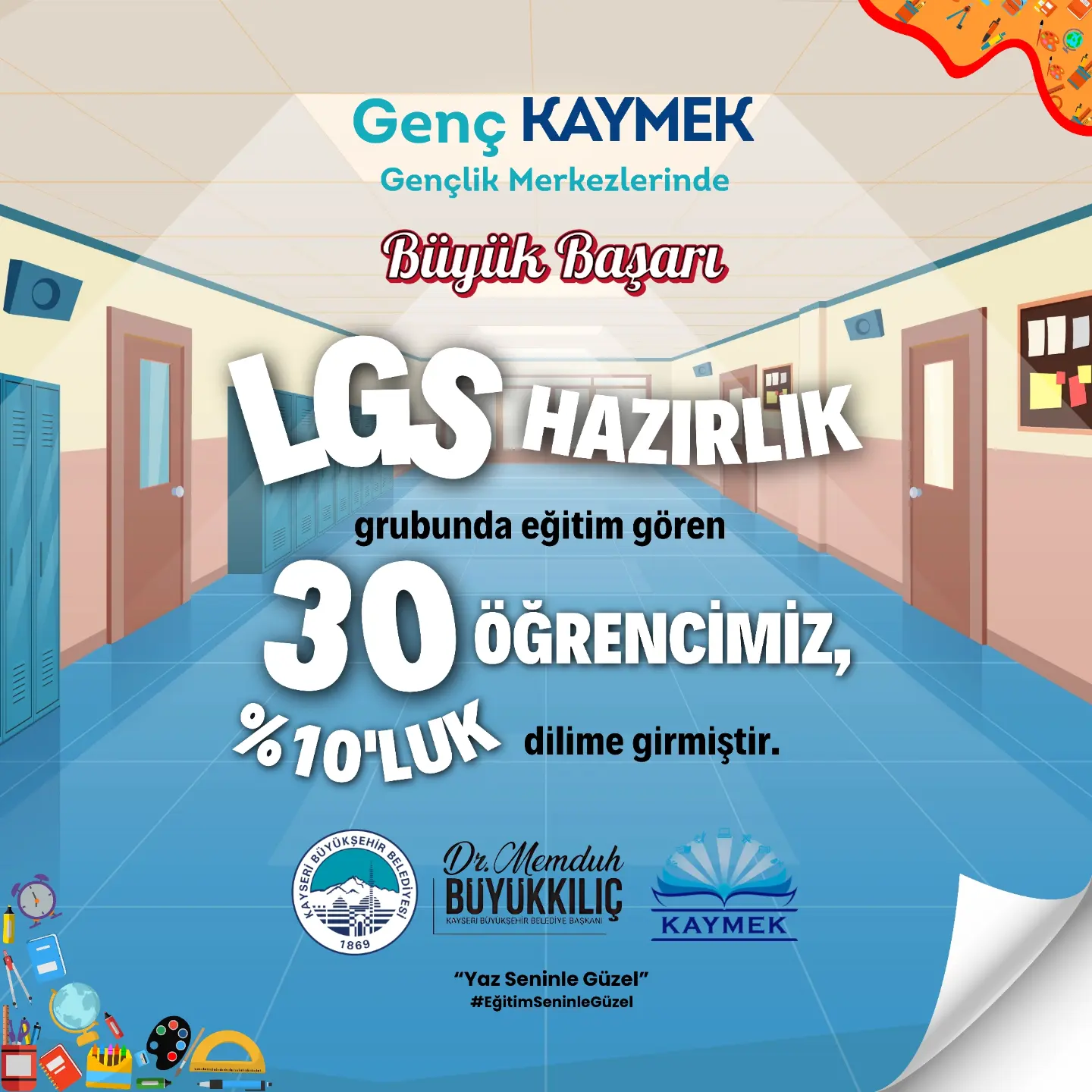 Kayseri Büyükşehir Belediyesi Genç Kaymek'te LGS Başarısı: 30 Öğrenci 10'luk Dilime Girdi