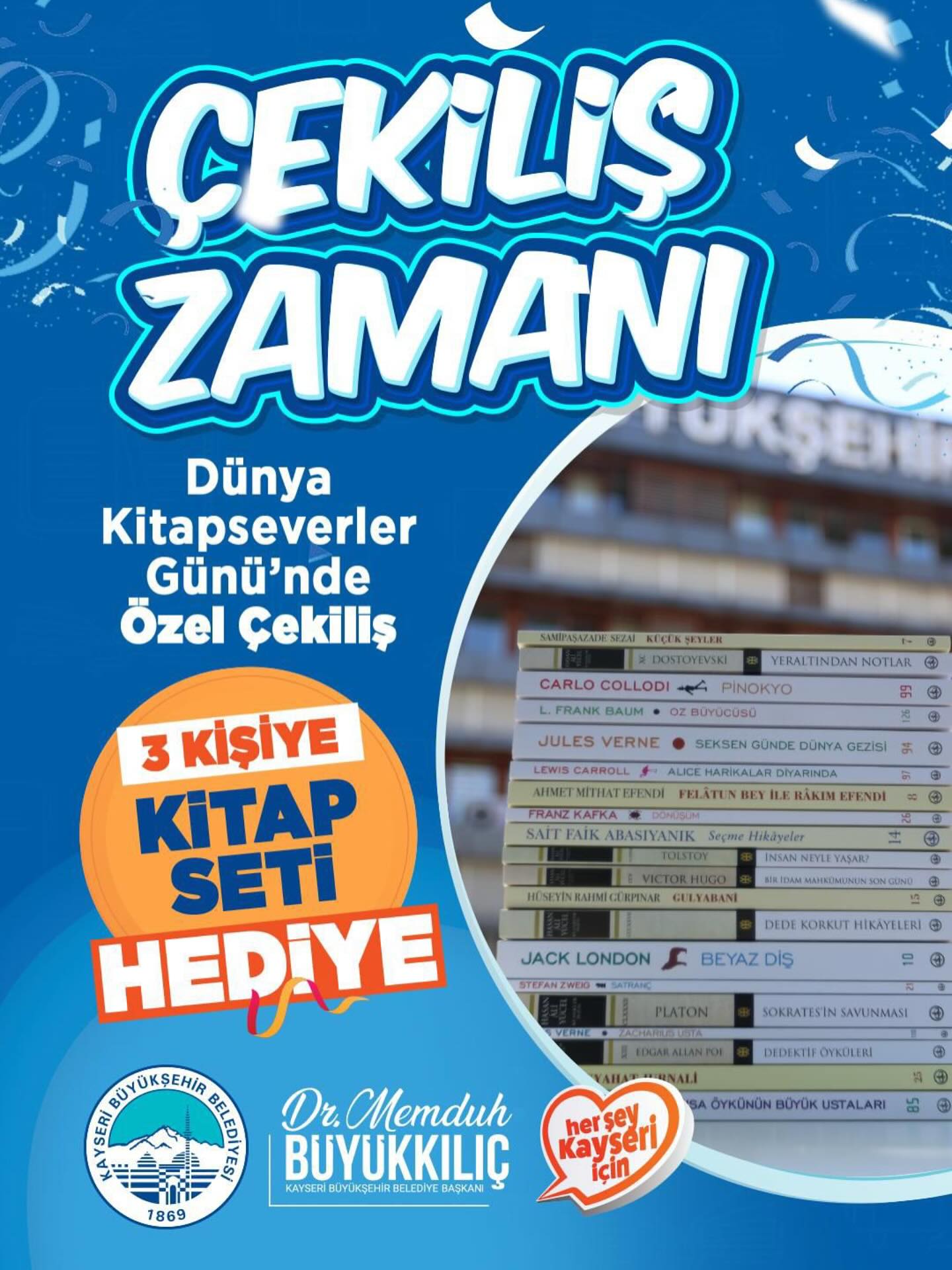 Kayseri Büyükşehir Belediyesi'nden Dünya Kitapseverler Günü Çekilişi
