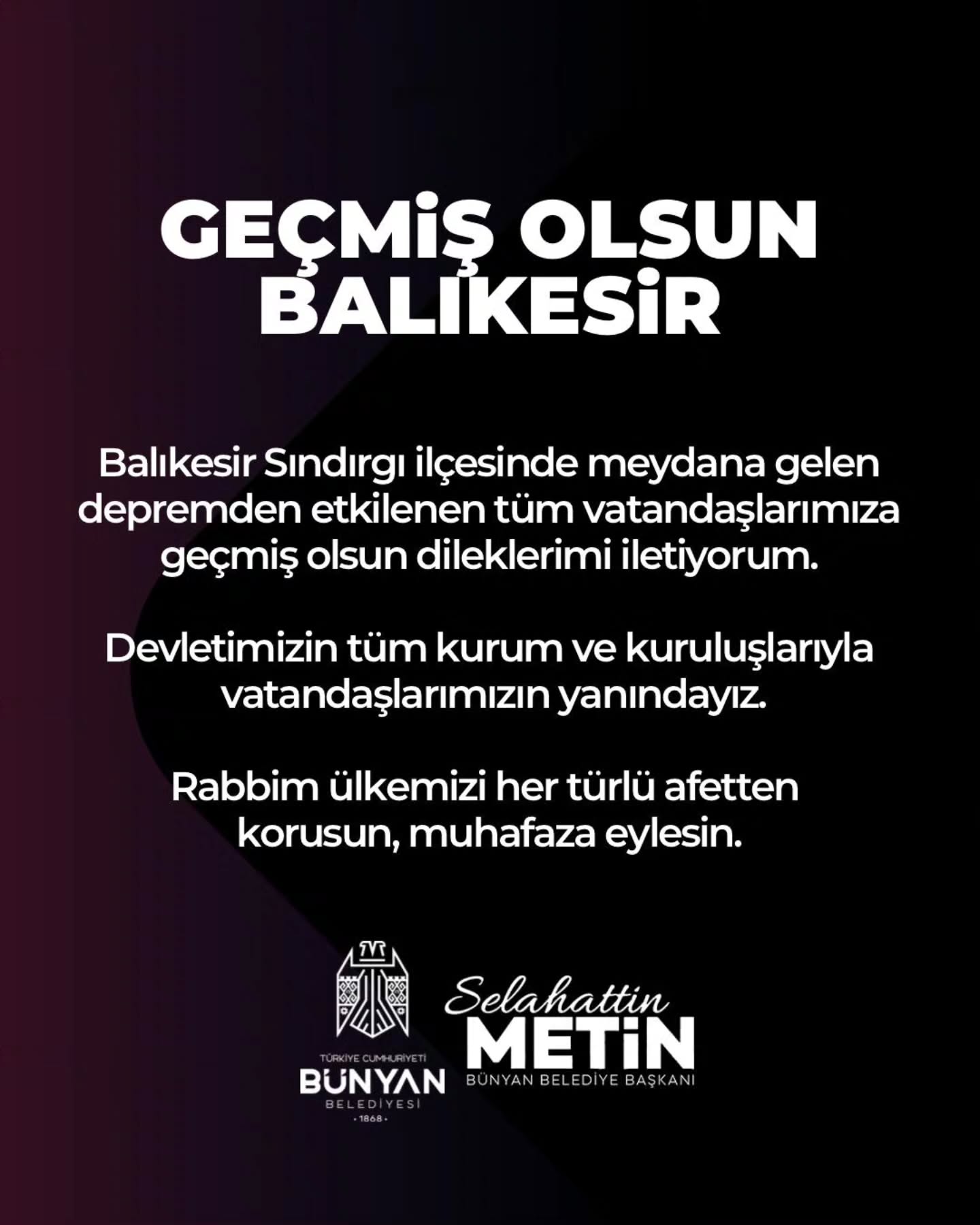 Sındırgı'da Deprem: Bünyan Belediyesi'nden Geçmiş Olsun Mesajı