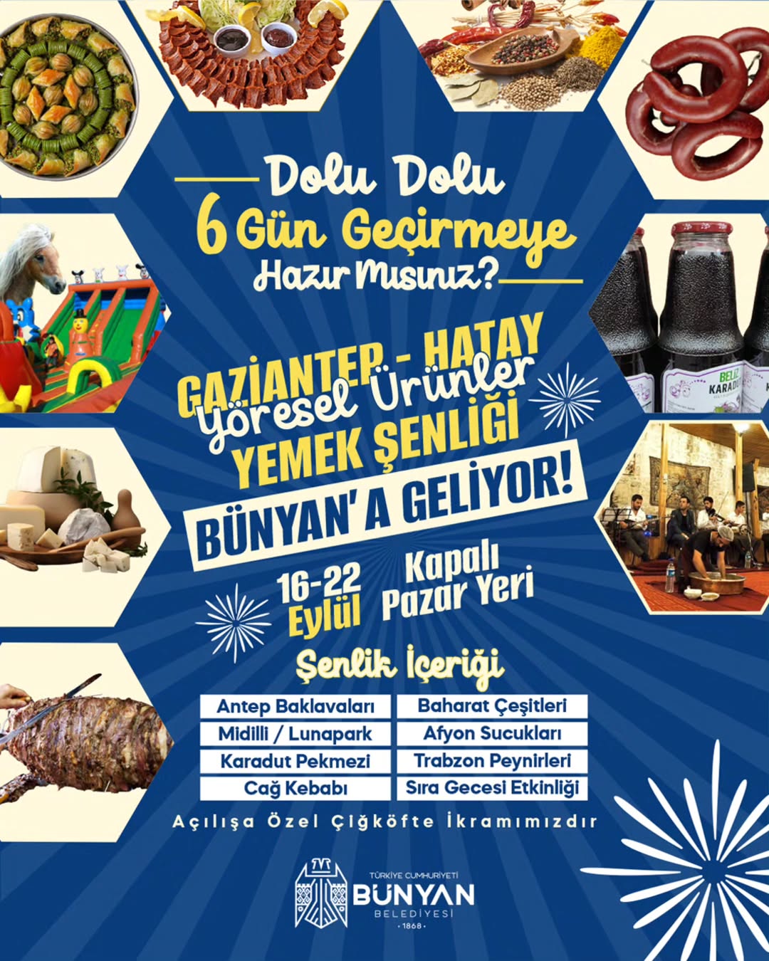Bünyan'da Gaziantep ve Hatay Yöresel Lezzetleri Buluşacak