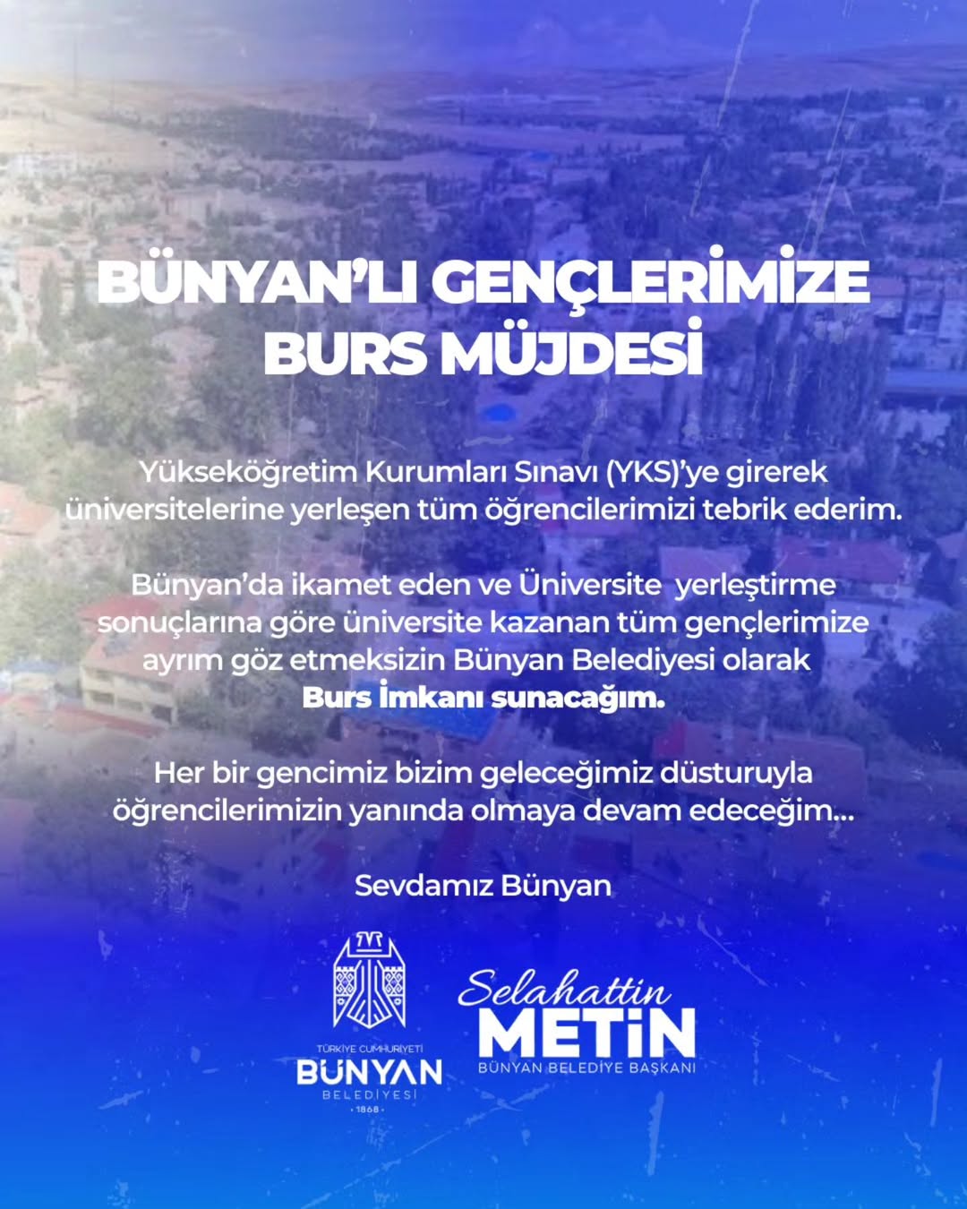 Bünyan Belediyesi, Üniversite Kazanan Gençlere Burs Desteği Veriyor